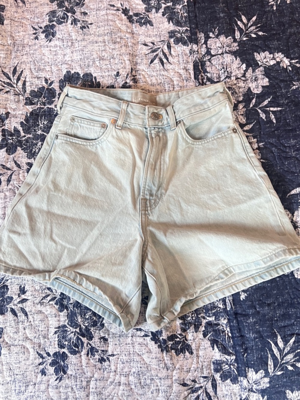 Everlane Light Sage High-Rise Denim Shorts